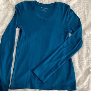 Eddie Bauer Teal V Neck Top Size S